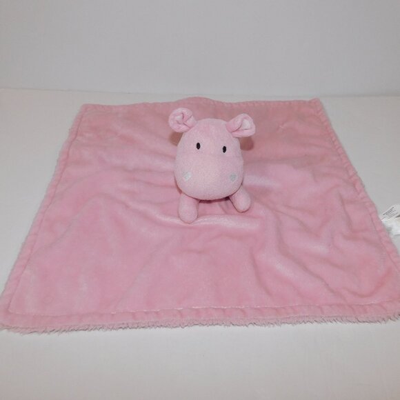 Piccolo Bambino Pink Hippo Plush Security Blanket Baby lovey nunu Comforter - Picture 1 of 6